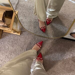 Red Pointed Toe Slingback mini heel